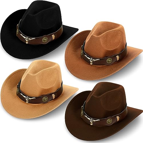4 Pcs Felt Wide Brim Cowboy Hat L37945