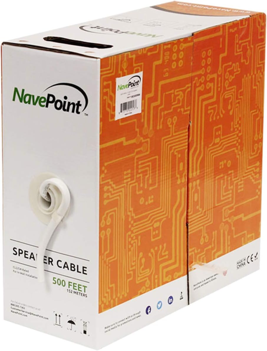 500ft 14/2 AWG 2 Conductor White Speaker Cable Wire W412