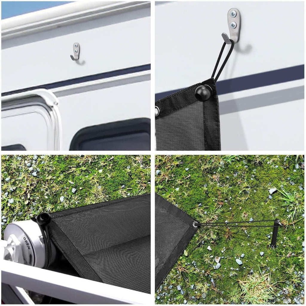 RV Awning Side Sun Shade 9’ x 7’ Black Mesh Screen Kit V11721