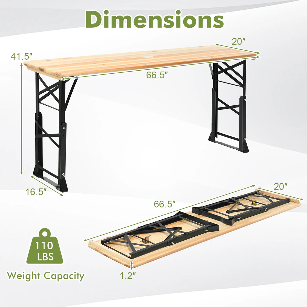5.5 Ft Folding Wood Picnic Table J763