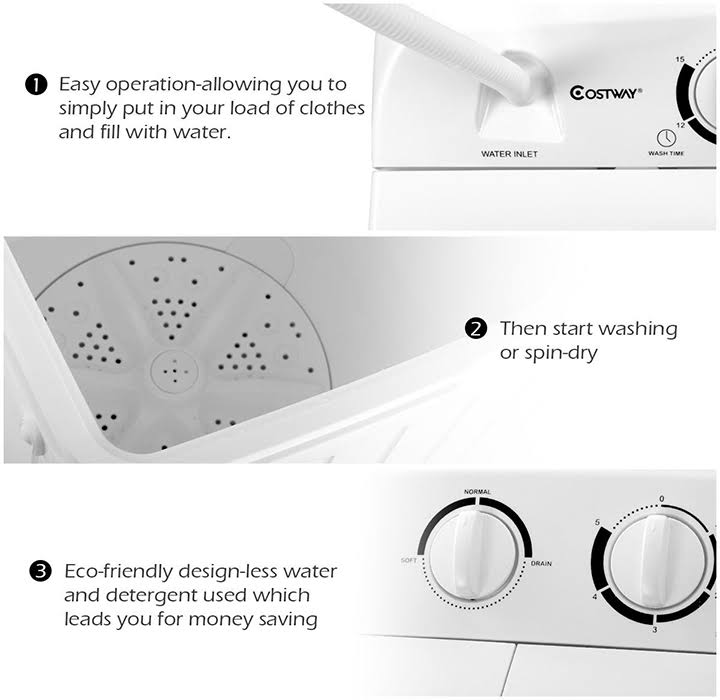 Compact Twin Tub Washing Machine Washer Spinner W3530