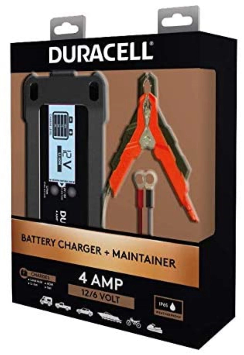 4 Amp Battery Charger Maintainer with LCD Display for 6V, 12V, Lithium Ion Battery Y185