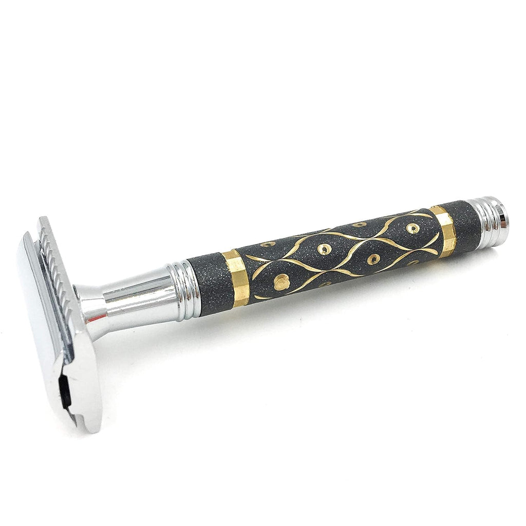 65R Super Heavyweight Gray and Gold Double Edge Safety Razor & 5 Blade Refills R3777