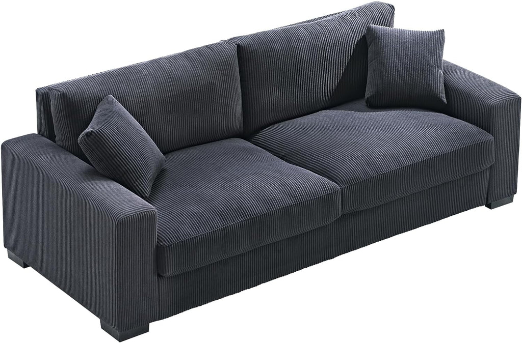 Corduroy Sofa with 2 Toss Pillows R6714