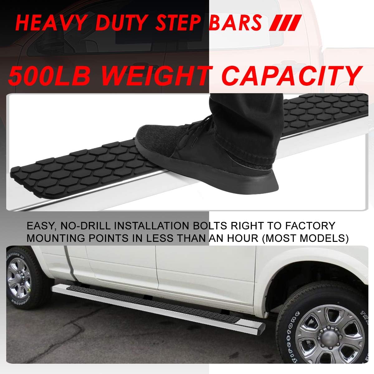 Polished Chrome Stainless Steel Nerf Bar Running Boards N249630