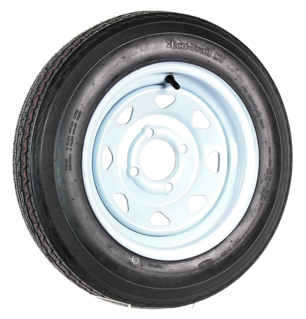 2-Pack Trailer Tire On Rim 4.80-12 12 in. Load C 4 Lug White Spoke Wheel S23778