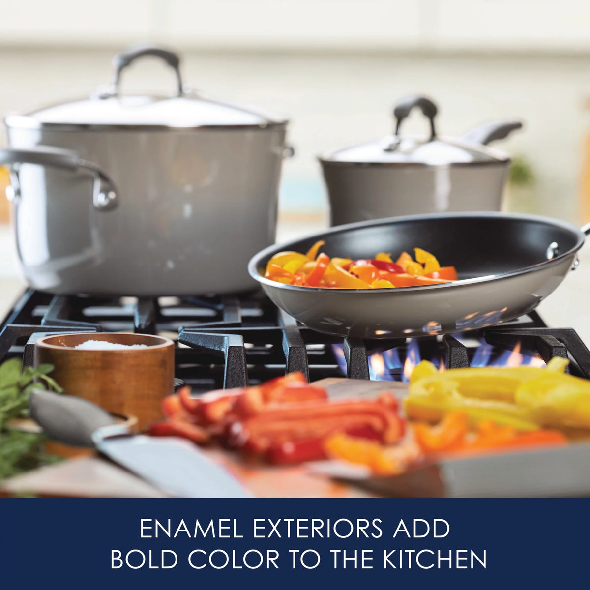 15 Piece Hard Enamel Nonstick Pots and Pans Set O474269