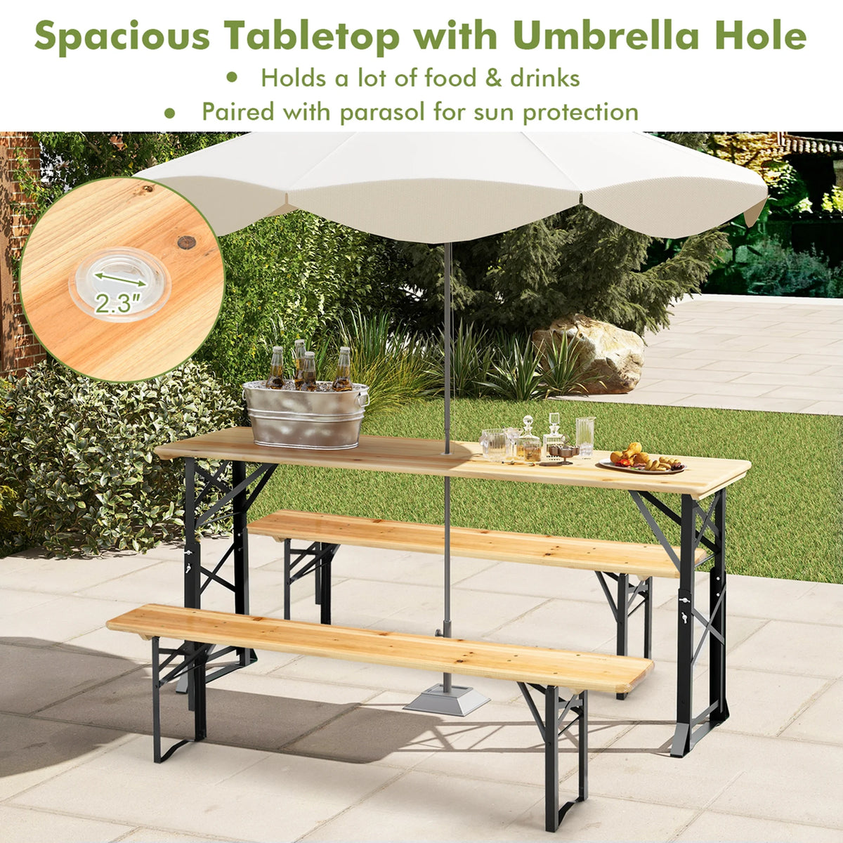 5.5 Ft Folding Wood Picnic Table J763