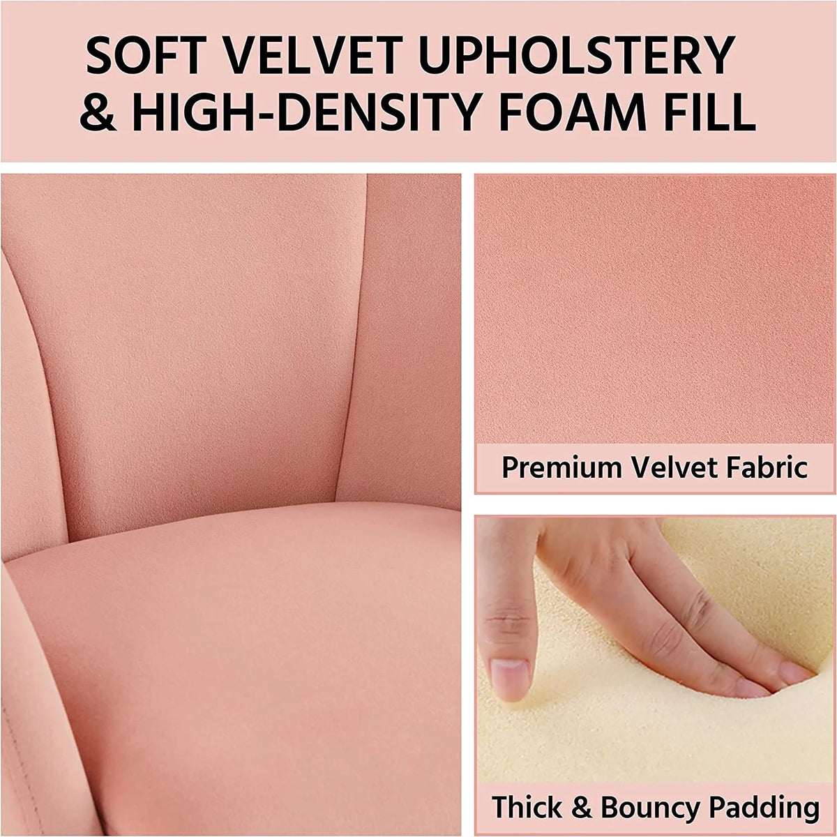 Flower Velvet Barrel Chair with Golden Metal Legs Q830