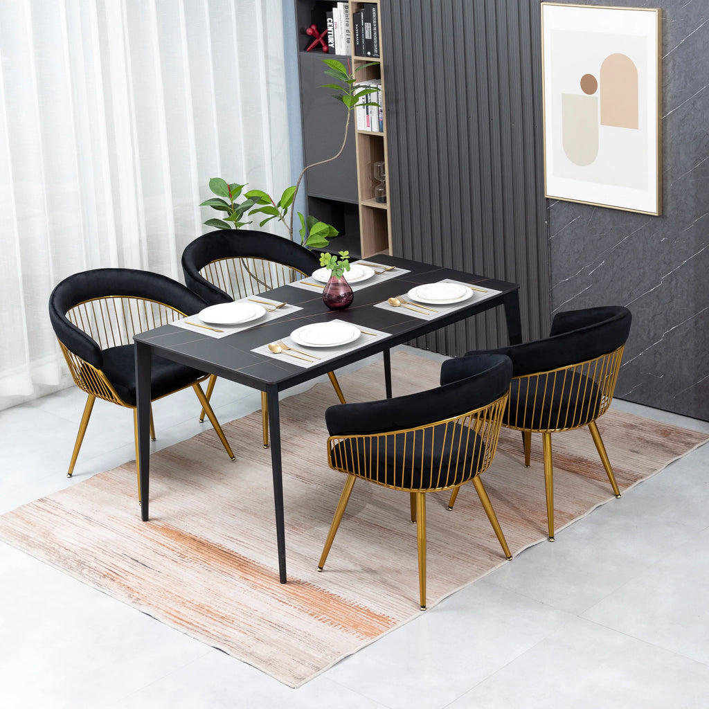 Set of 2 Black Velvet Dining Chairs G460869