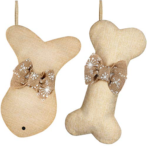 2 Pcs Dog Christmas Stocking with Bow Knot Y5735