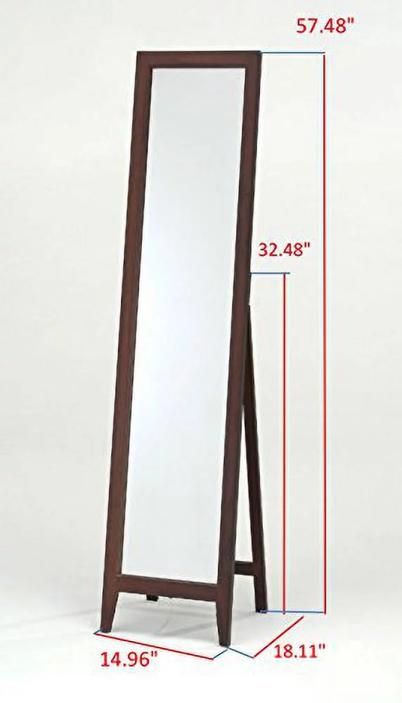 Walnut Finish Solid Wood Frame Floor Mirror U834