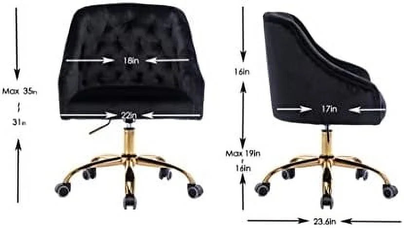 Pink Velvet Upholstered Swivel Desk Chair with Wheels L187