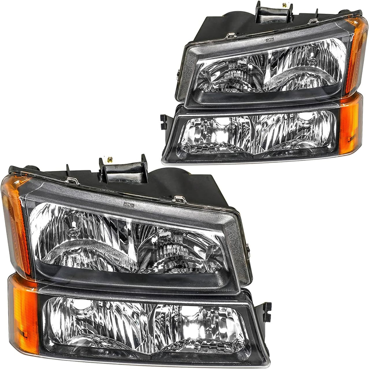 Black Housing Clear Reflector Headlights Assembly Set C69392