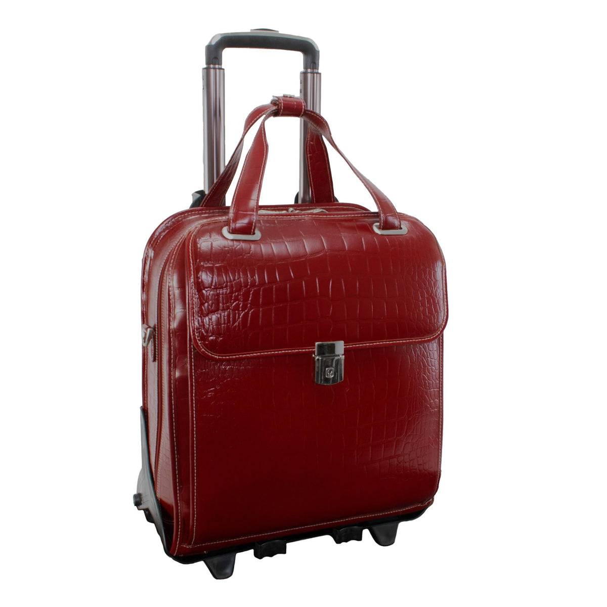 Red Leather Detachable-Wheeled Laptop Case K6025