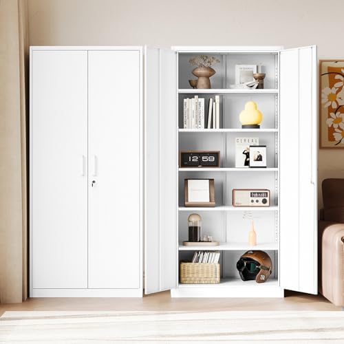 Metal Black Storage Cabinet with Adjustable Shelves and Lock Door P50033