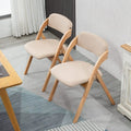 Beige Wooden Stackable Dining Folding Chairs Set of 2 T1025