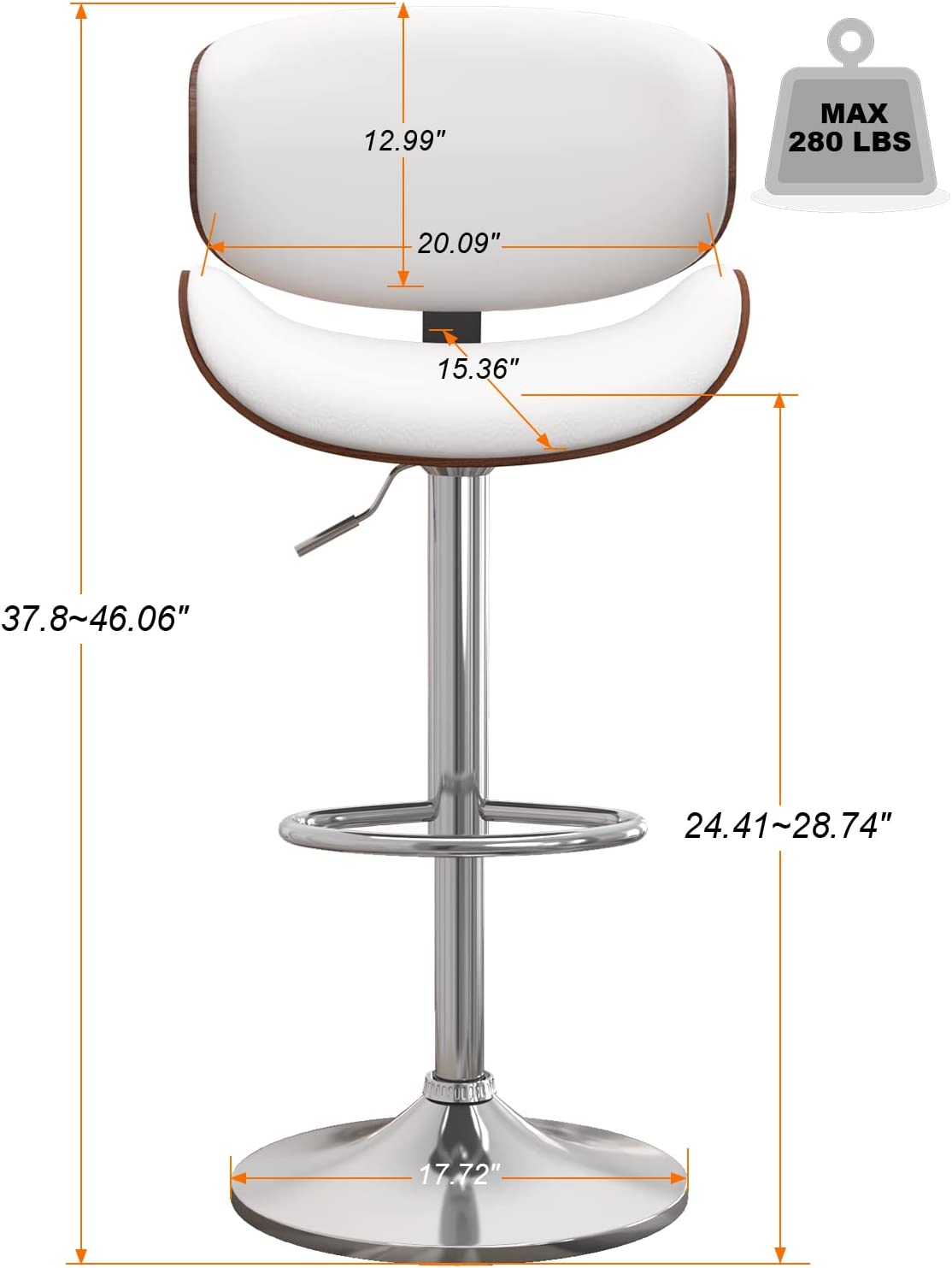 Bentwood Adjustable Height Swivel PU Leather Bar Stools Set of 2 B671520