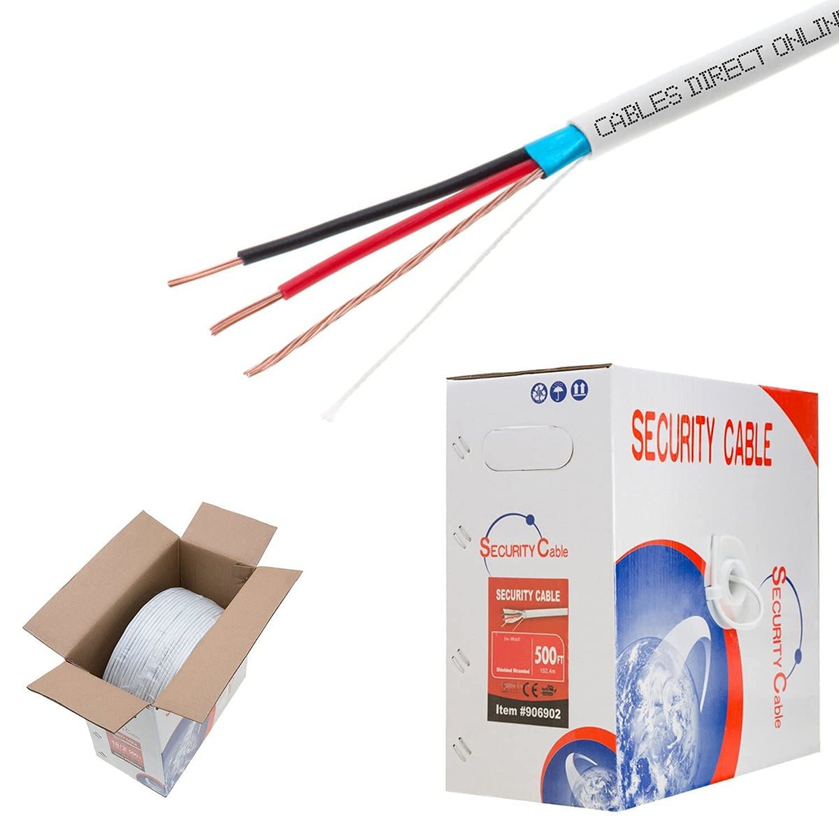 Bulk 18/2 Shielded Stranded Conductor Alarm Control Cable 500ft (FTP) Pack of 2 V910