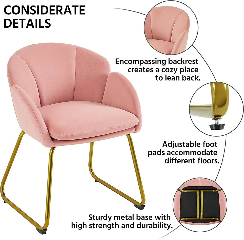Flower Velvet Barrel Chair with Golden Metal Legs Q830