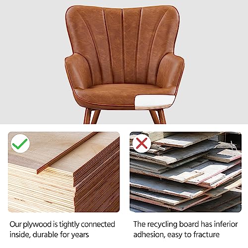 Brown PU Leather Armchair with Metal Legs B4569