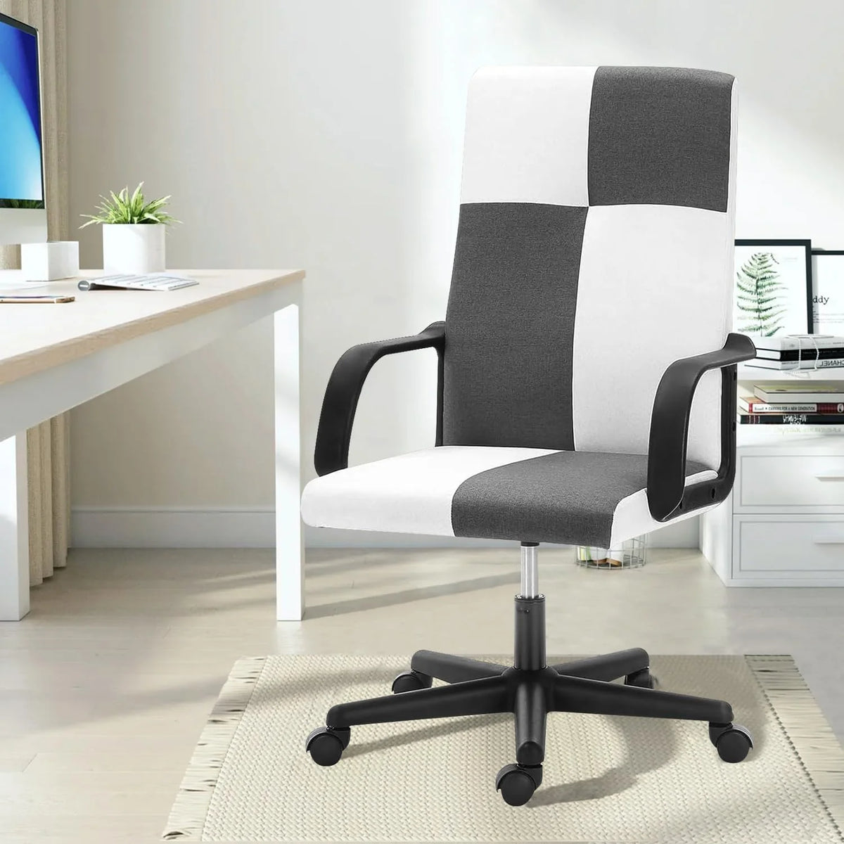 Ergonomic High Back PU Leather Swivel Rolling Office Chair with Flip-up Armrests T8855