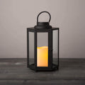 14 Inch Black Metal Glass Waterproof Solar Outdoor Lantern S408836