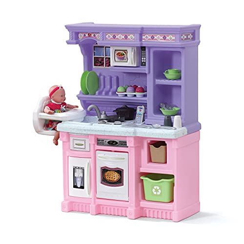 Pink Purple Kids Play Kitchen with 30 Piece Toy Accessories F631008