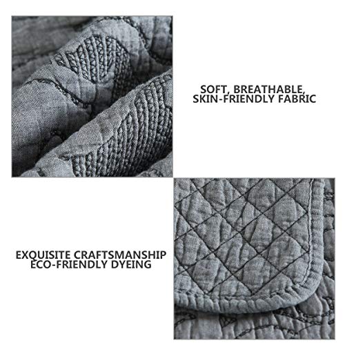 Oversized King 3-Piece Cotton Reversible Embroidered Quilted Bedding Set with Shams Y876239