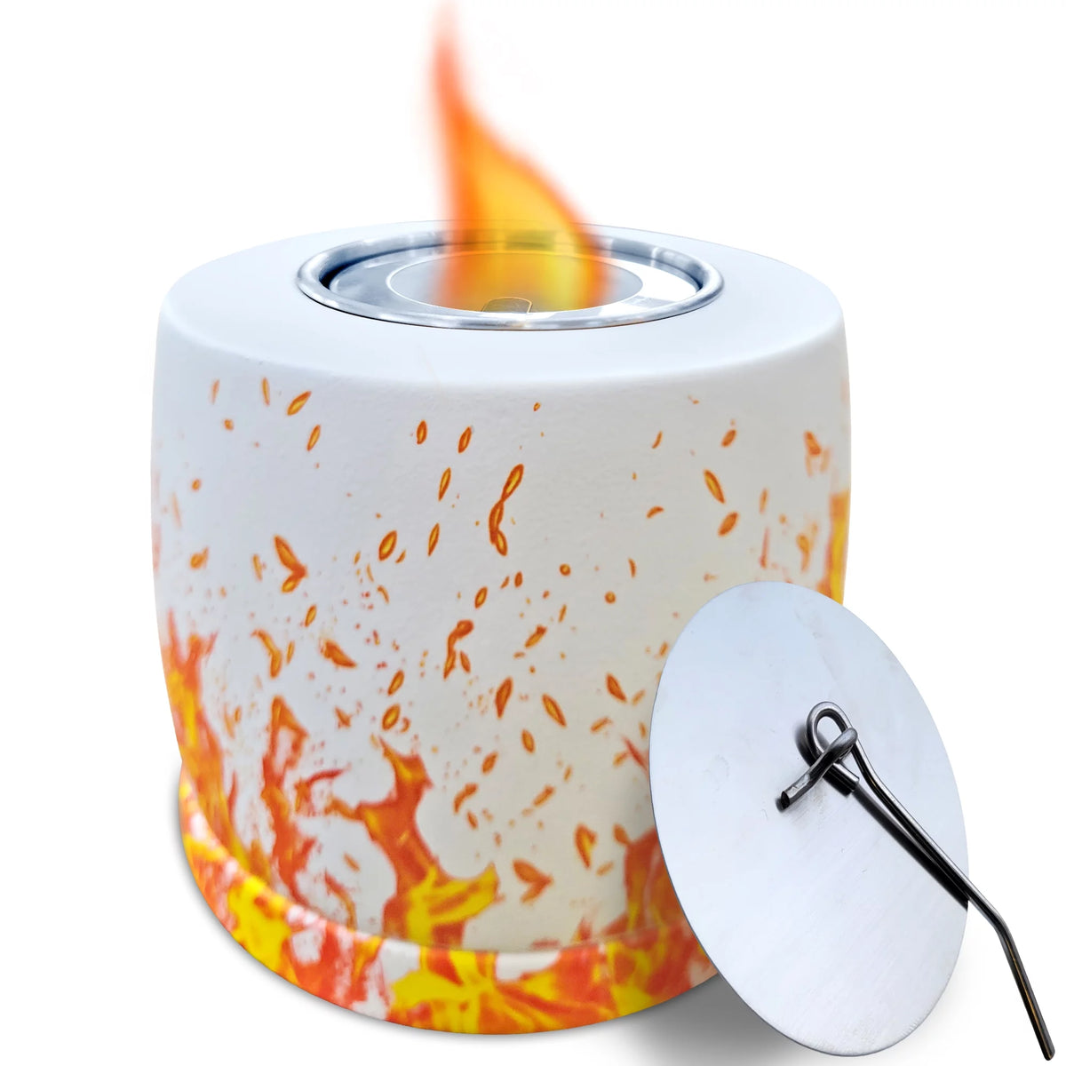 White Round Concrete Bio Ethanol Tabletop Fire Pit R8163