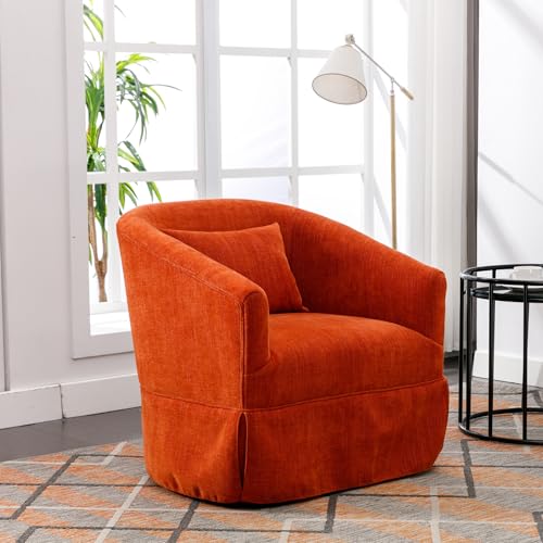 Blue Swivel Accent Armchair with Skirt and Metal Base U8516