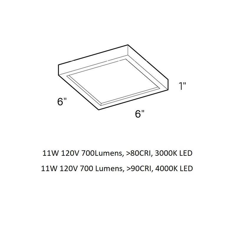 Satin Nickel LED Square Flush Mount R7027