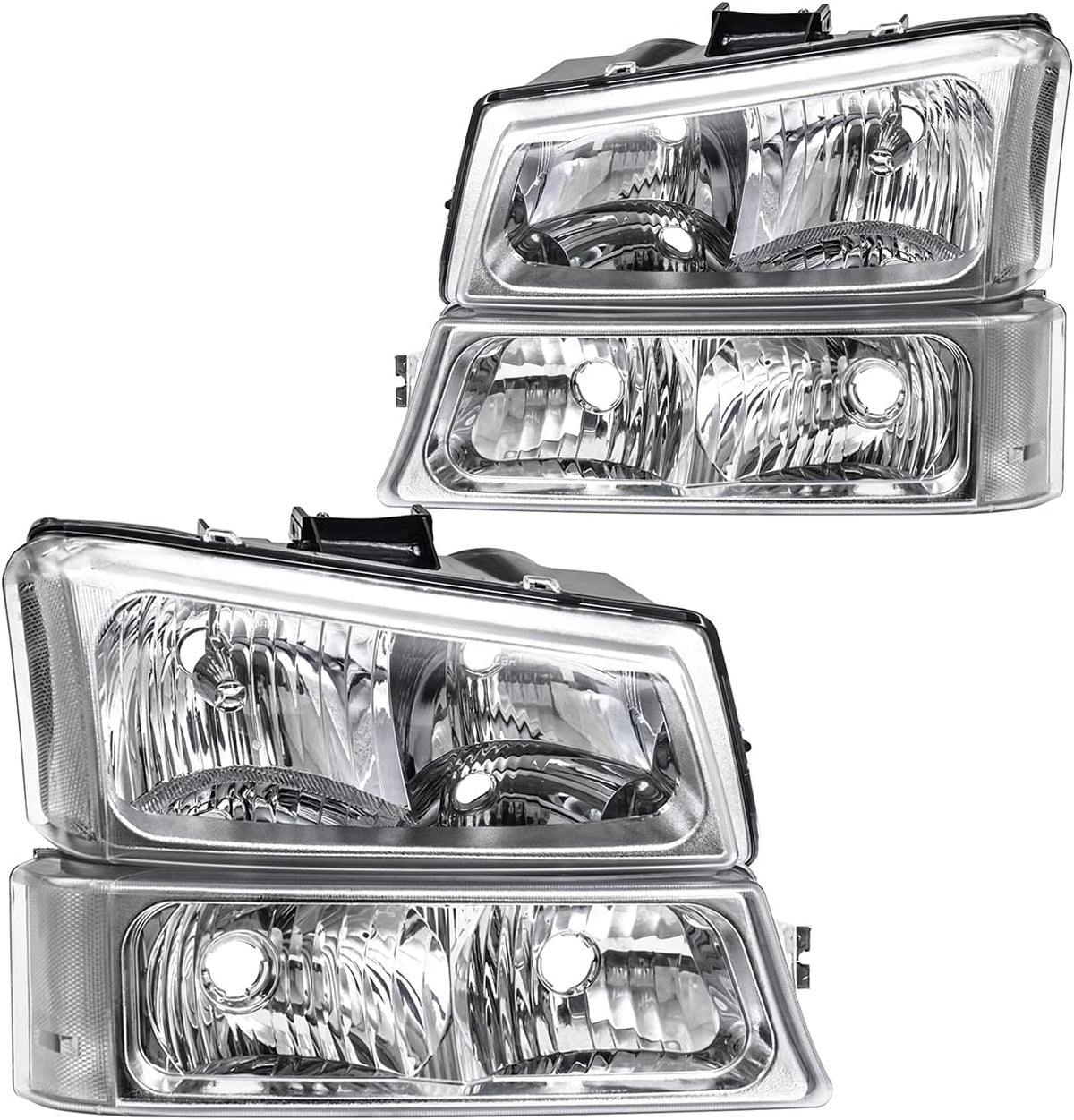 Black Housing Clear Reflector Headlights Assembly Set C69392