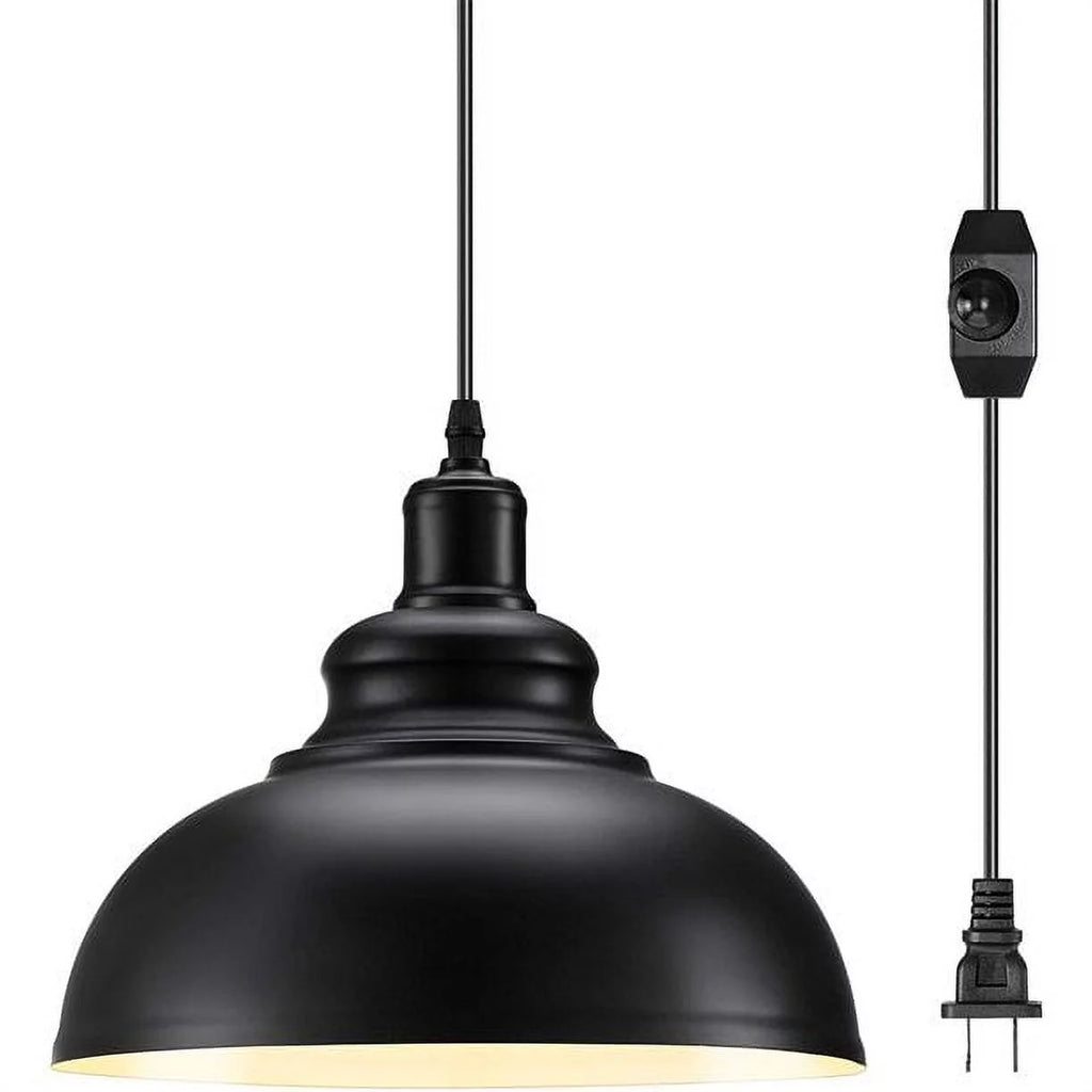 Plug in Barn Pendant Light with Cord Hanging Dome Light Fixture V29546