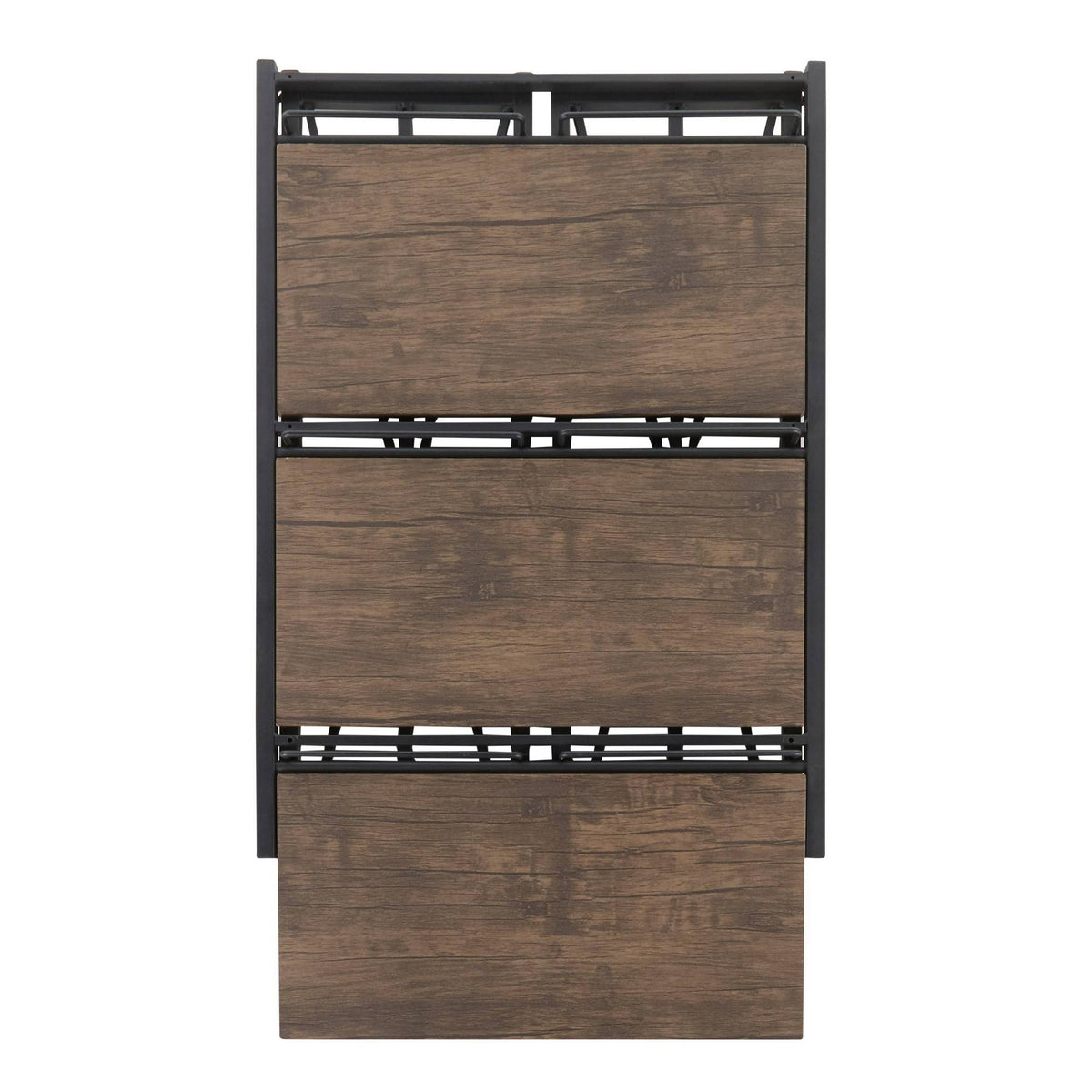 Brown Wood Black Metal Bookcase E8698