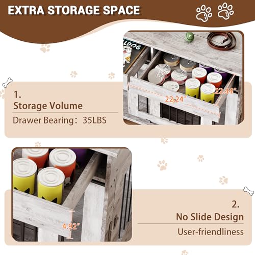 47" Grey Dog Crate Furniture with 2 Storage Draws P314799