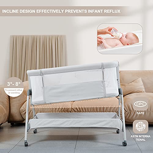 Pink Baby Bassinet Bedside Sleeper with Wheels R395