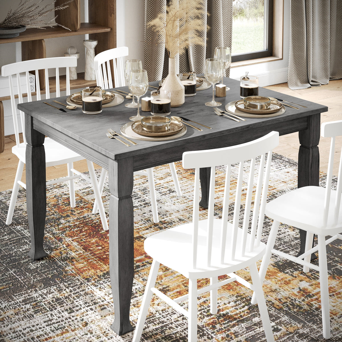 47" Wooden Dining Table with Sculpted Legs W752