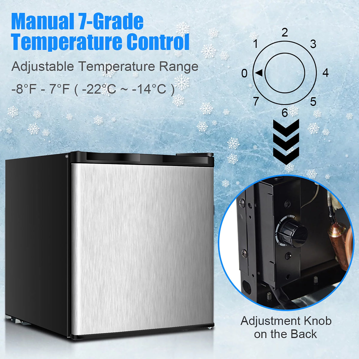 1.1 cu.ft. Compact Single Door Mini Upright Freezer H102