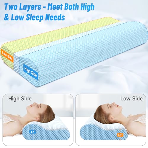 Blue Standard Size Memory Foam Cervical Neck Pillow Q688