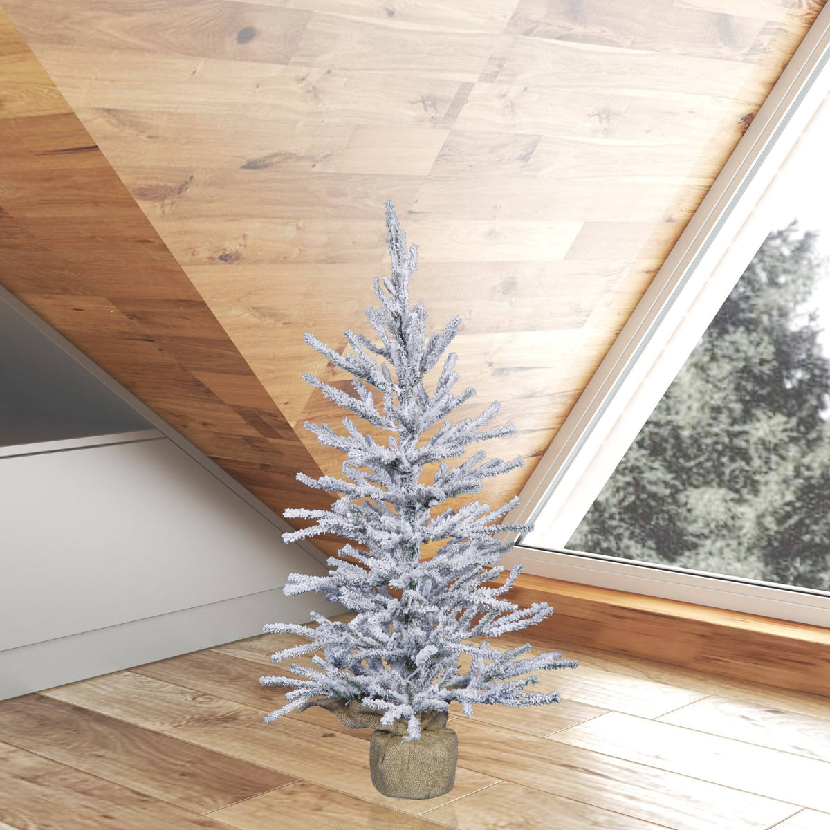Flocked Angel Pine Artificial Christmas Tree H2658
