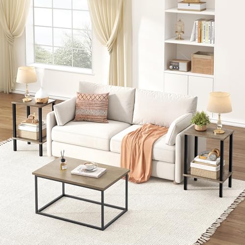 Rustic Brown and Black 2-Tier Narrow Side Table K802