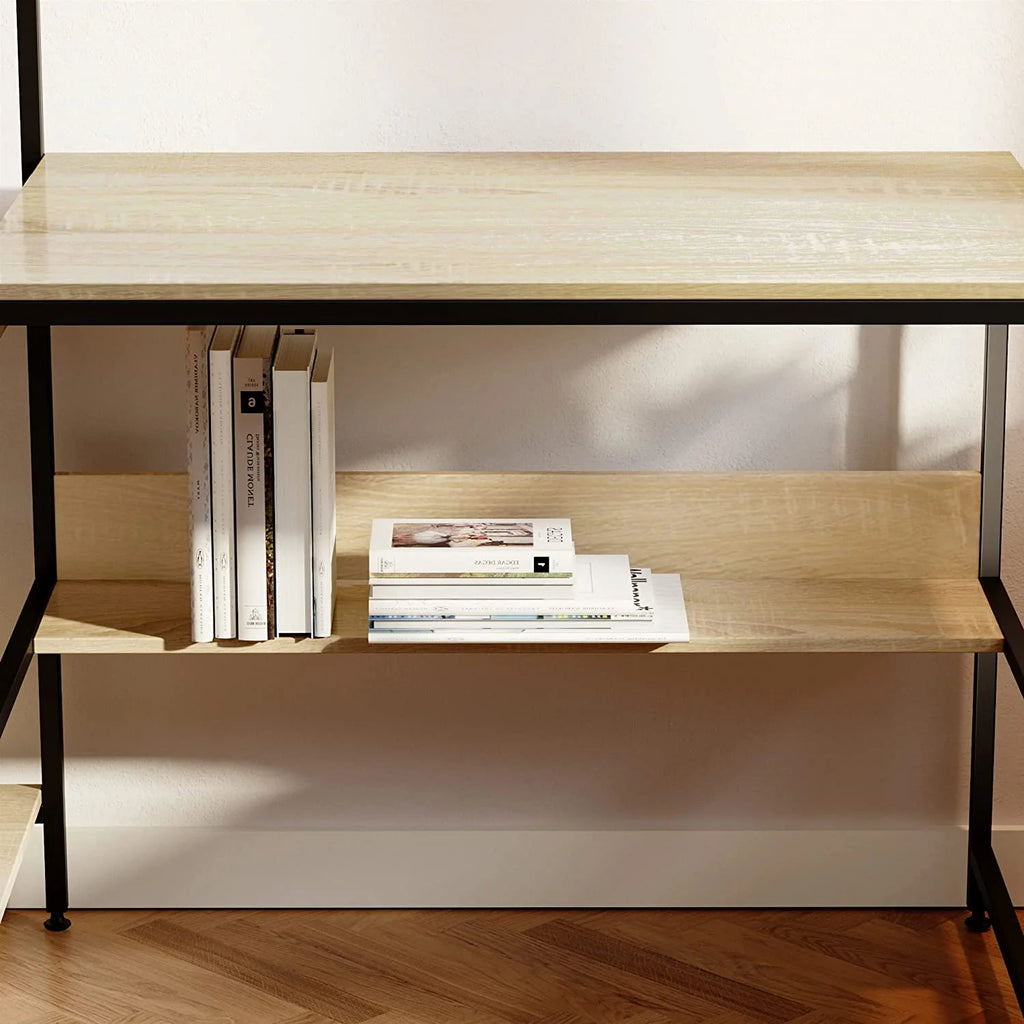 Oak Computer Office Desk with Storage Shelves Z431