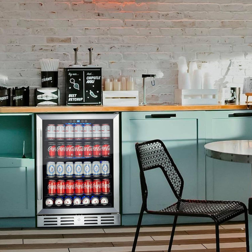 24 inch Beverage Refrigerator with Blue Interior Light L5029