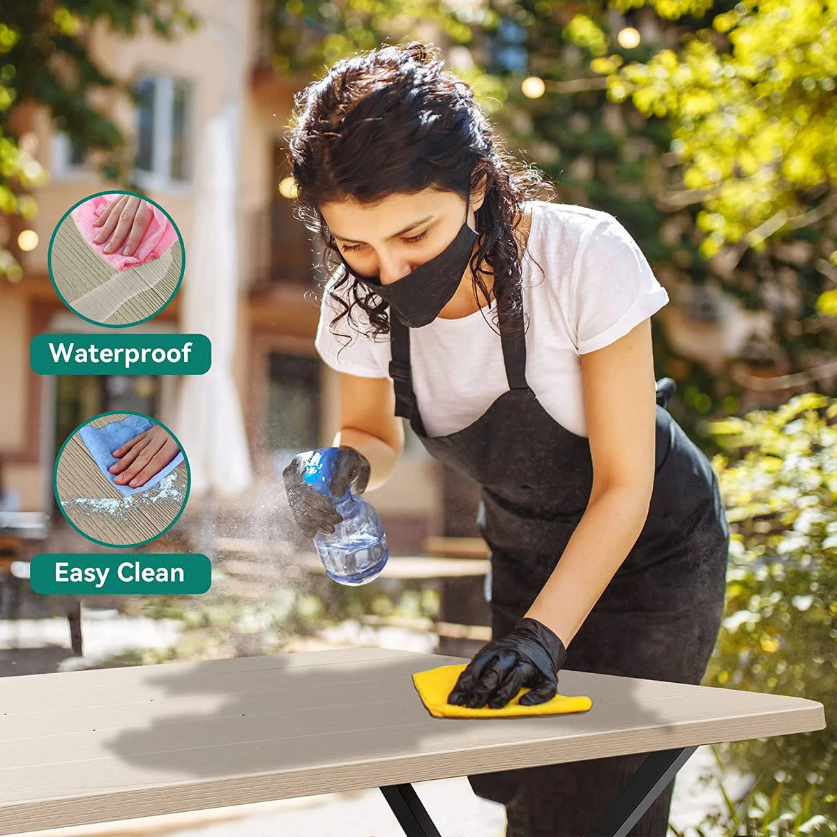 Heavy-Duty Outdoor Picnic Table Set with Weatherproof Resin Tabletop E220579
