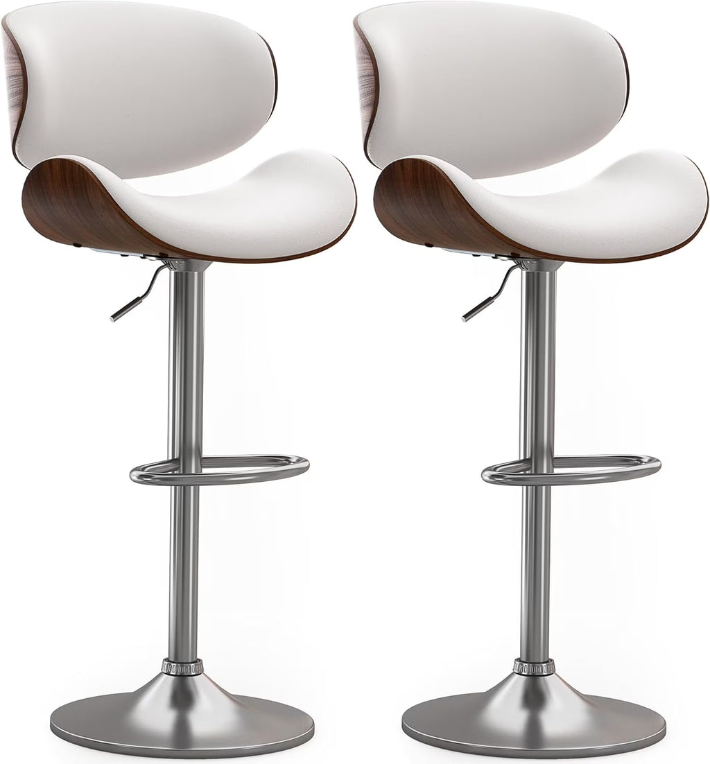 Bentwood Adjustable Height Swivel PU Leather Bar Stools Set of 2 B671520