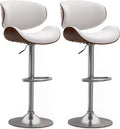 Bentwood Adjustable Height Swivel PU Leather Bar Stools Set of 2 B671520