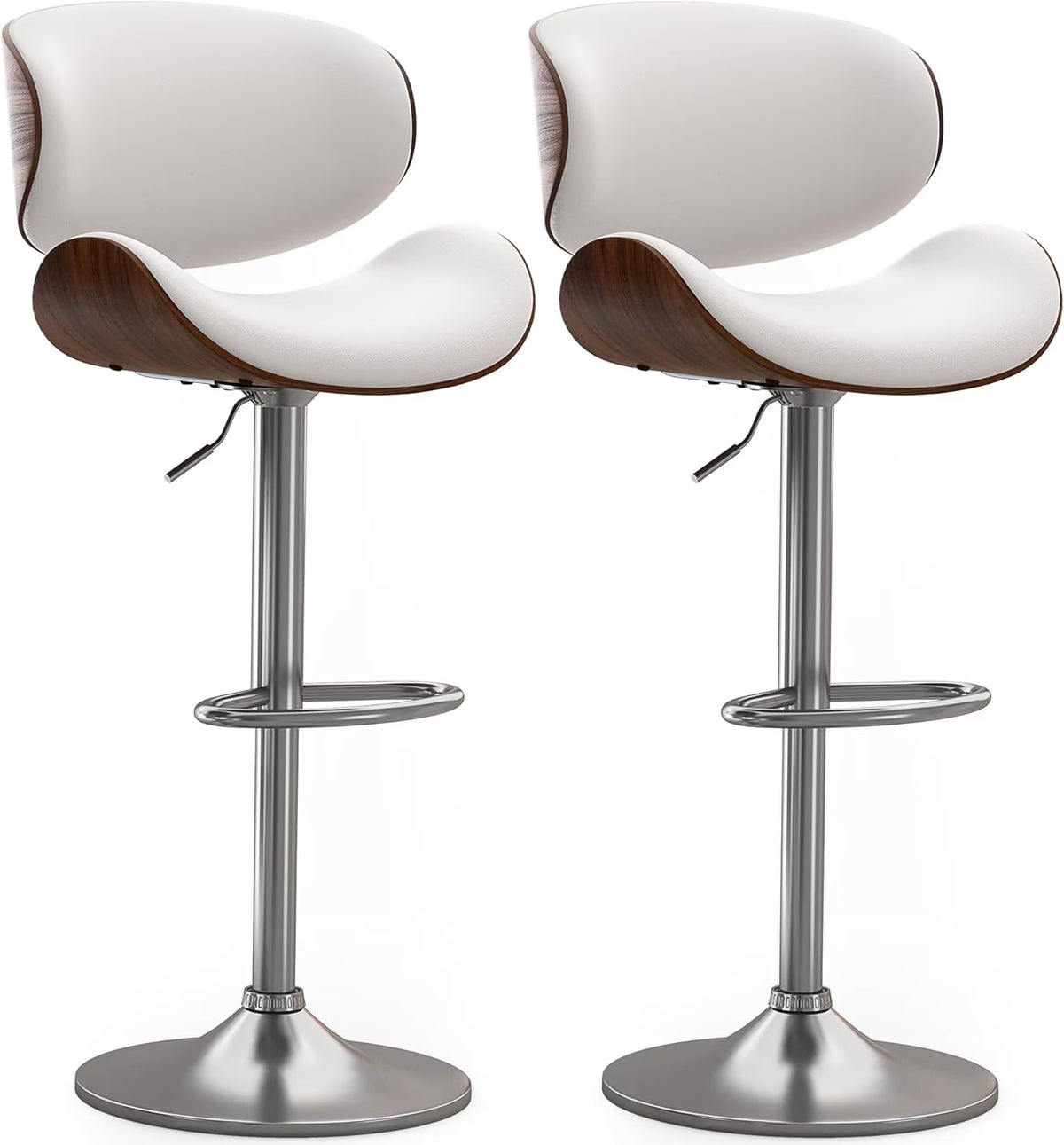 Bentwood Adjustable Height Swivel PU Leather Bar Stools Set of 2 B671520