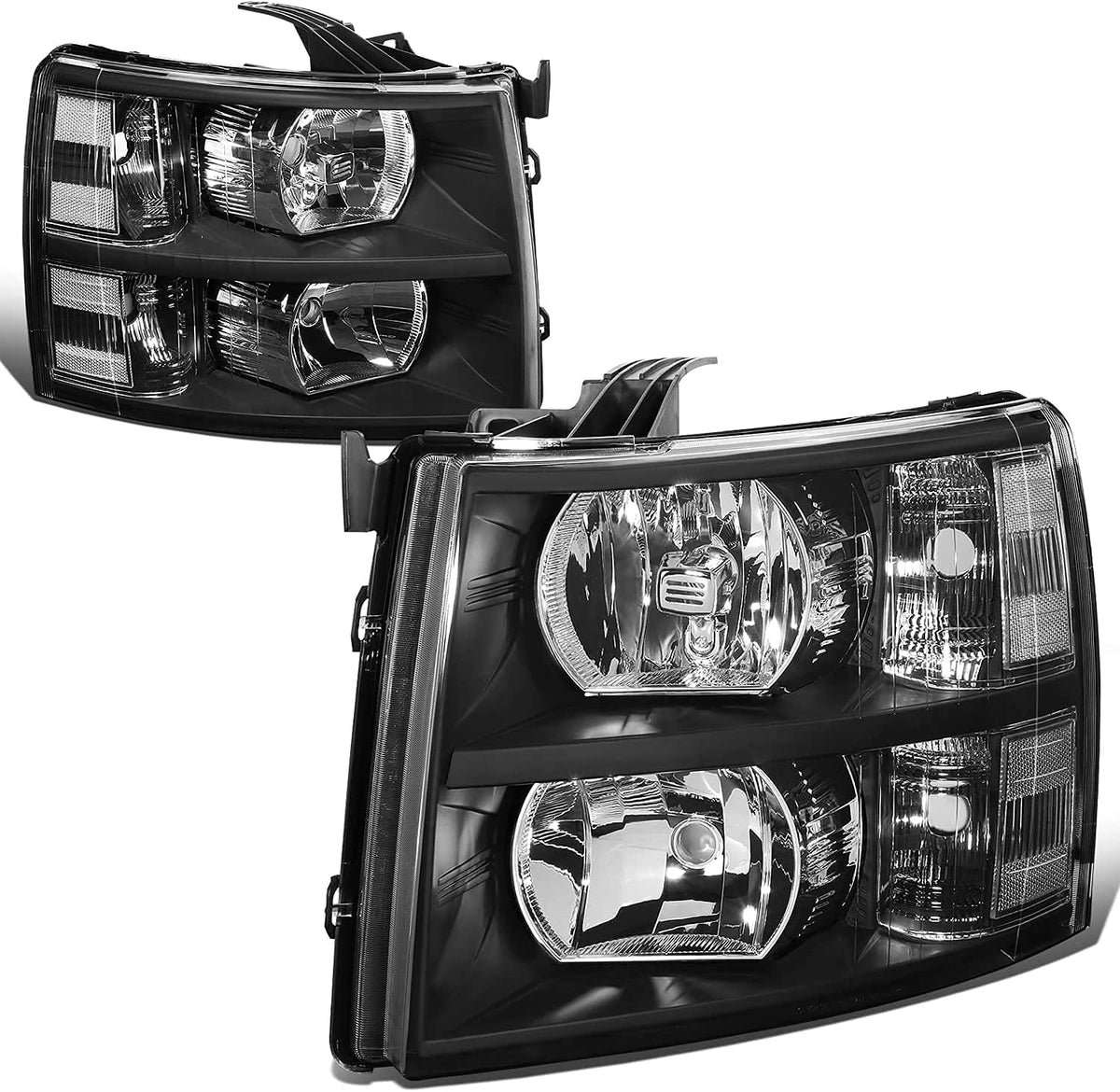 Black Housing Clear Reflector Headlights Assembly Set C69392