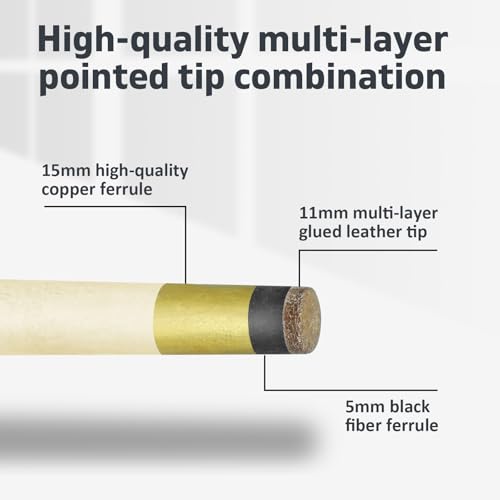 Pool Cue Stick 11mm Fiber Leather Tip 36inch Set of 2 G4133
